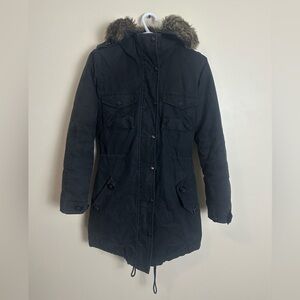 Community Size XXS Women's Black Fur-Trimmed Parka